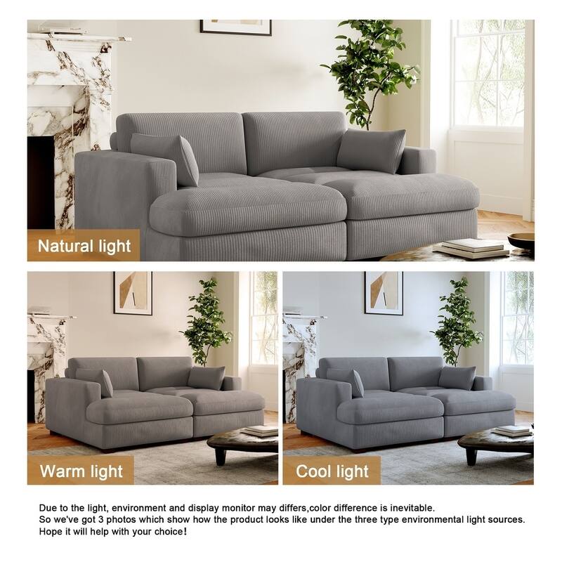 84" Corduroy Modular Sectional Sofa Couch for Living Room - 84" W