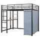 preview thumbnail 34 of 78, Twin/Full Size Loft Bed with Wardrobe and Bulit-in Desk, Metal Loft Bedframe with LED Light, Storage Shelves and Power Outlet