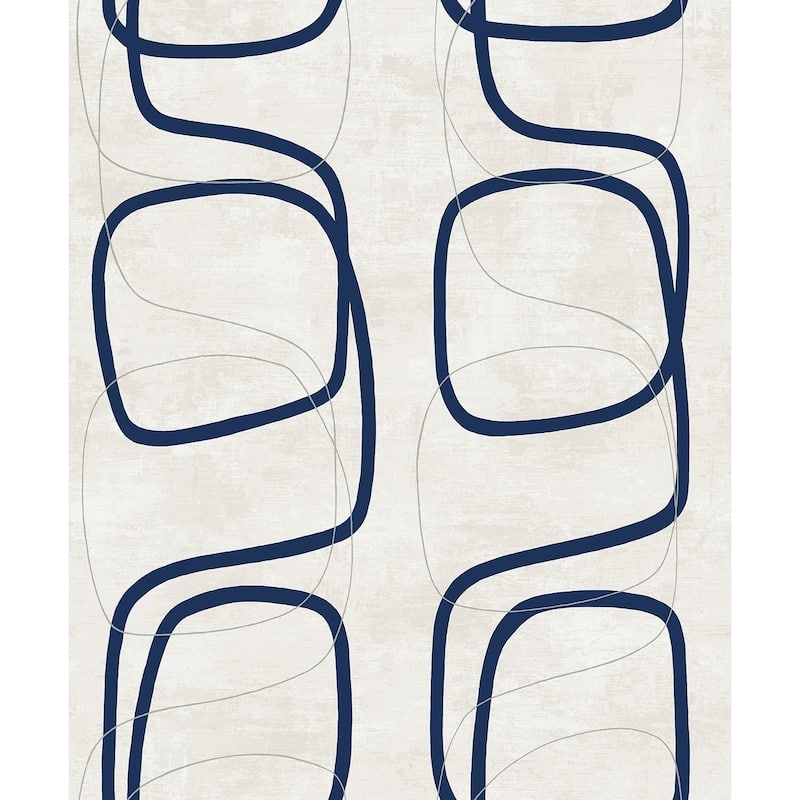 Seabrook Designs Forcella Geometric Non-Woven Unpasted Wallpaper - 20.9 in. W x 33 ft. L - Metallic Prussian Blue