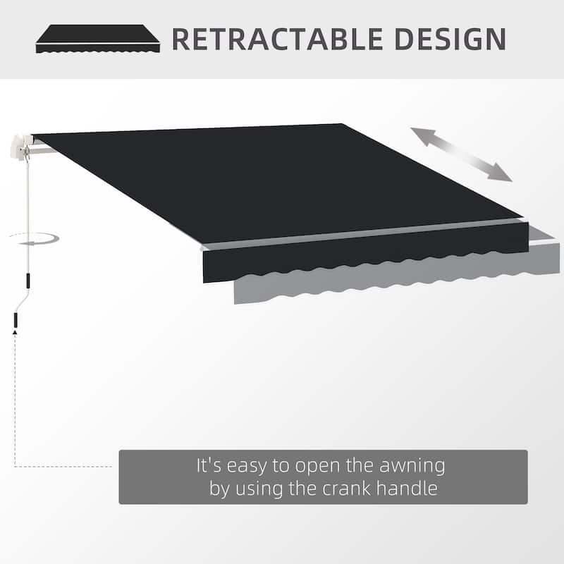 8' x 7' Manual Retractable Patio Awning, Adjustable Sun Shade with Hand Crank, UV Protection for Windows & Doors