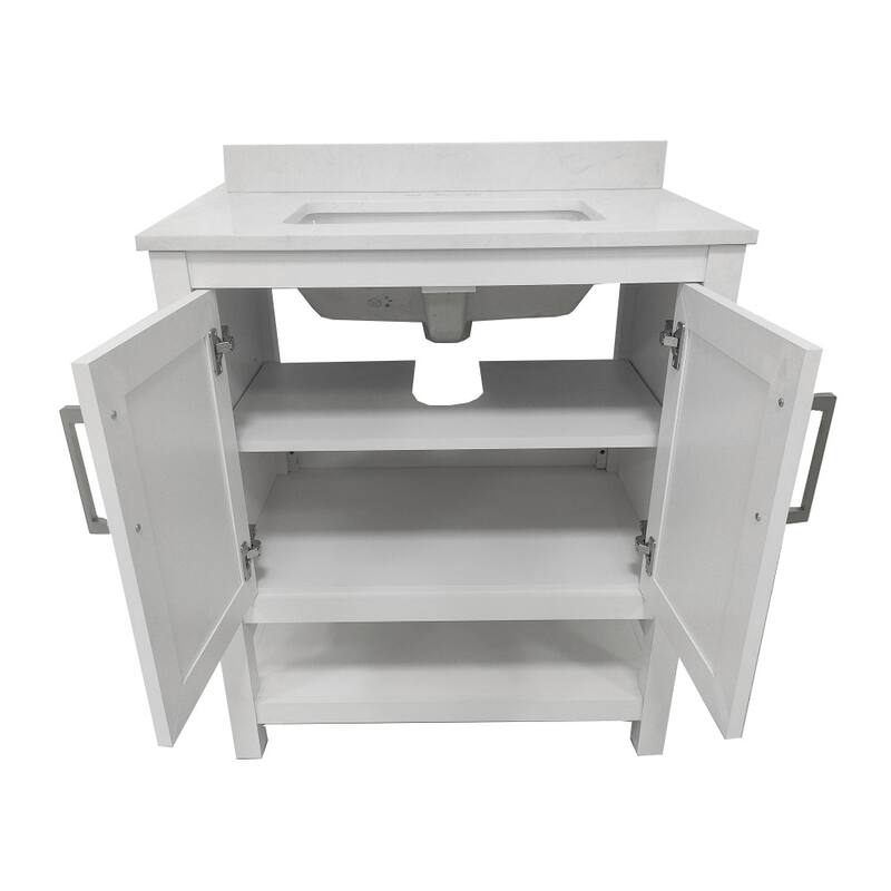 Bathroom Vanity with Undermount Sink and Open Storage Shelf