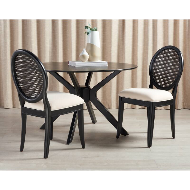SAFAVIEH Couture Matthildi Rattan Back Dining Chair (Set of 2) - 19 In W x 22.5 In D x 38.5 In H - 19Wx23Dx39H