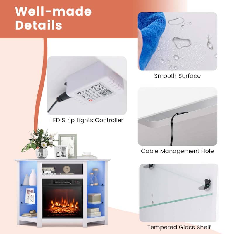 Costway Fireplace TV Stand with Led Lights & 18'' Electric Fireplace - See Details