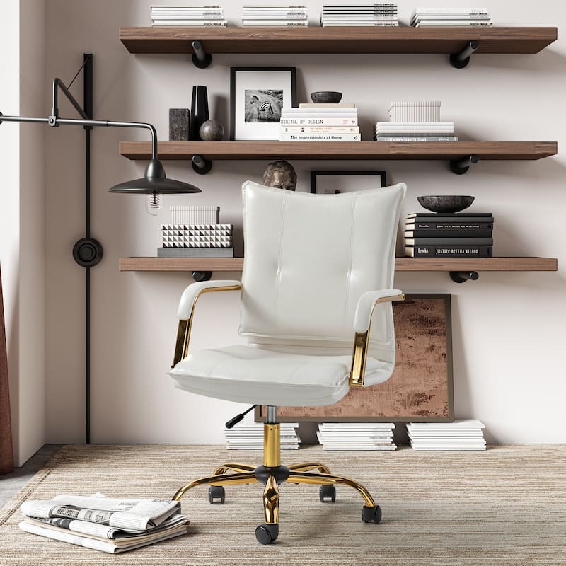 Zarina Modern Faux Leather Swivel Office Desk Chair with Height-adjustable by HULALA HOME