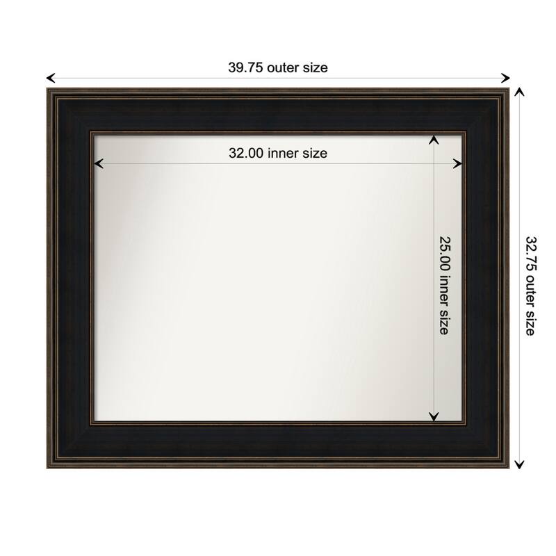 Mezzanine Espresso Framed Non-Beveled Custom Wall Mirror, Bathroom Vanity Mirror - Outer Size: 39.75 x 32.75