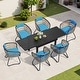 preview thumbnail 35 of 50, 5/7/11-Piece Set Outdoor Aluminum Extendable Patio Dining Set Rectangle Table with Rattan Chairs