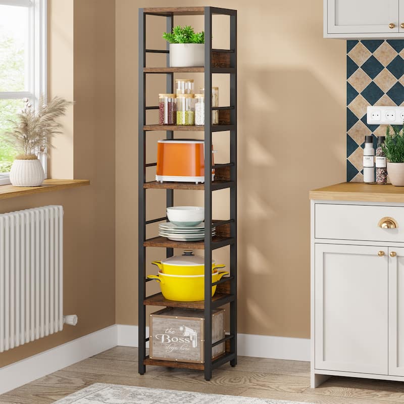 75 Inch Tall Narrow Corner Shelves, 6-Tier Etagere Shelve Storage Rack Bookshelves for Home Office