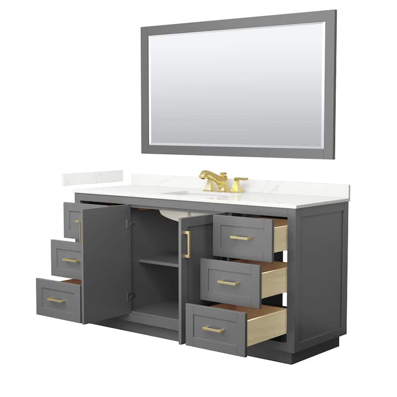 Miranda 66-inch Single Vanity, Quartz Top, 58-inch Mirror