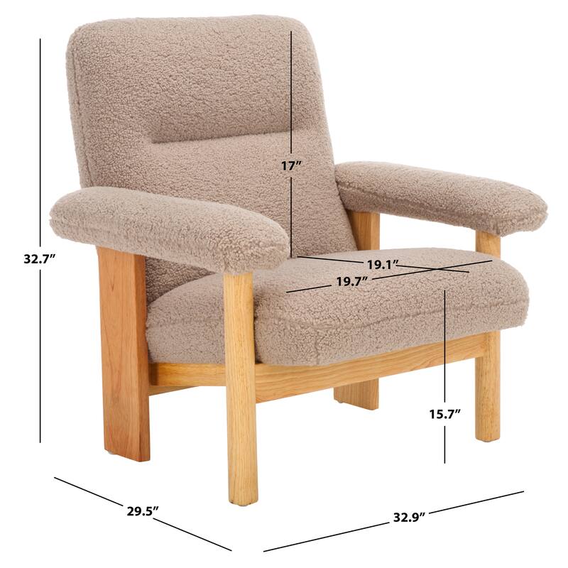 SAFAVIEH Sylvaine Solid Wood Accent Chair (Fully Assembled) - W33" x D30" x H33" - 33Wx30Dx33H