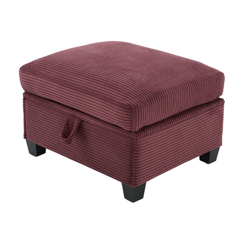 HOMEFUN Corduroy Upholstered L-Shaped 4-seater Storage Multifunctional Sectional Sofa with Storage Ottoman,Cup Holder and USB