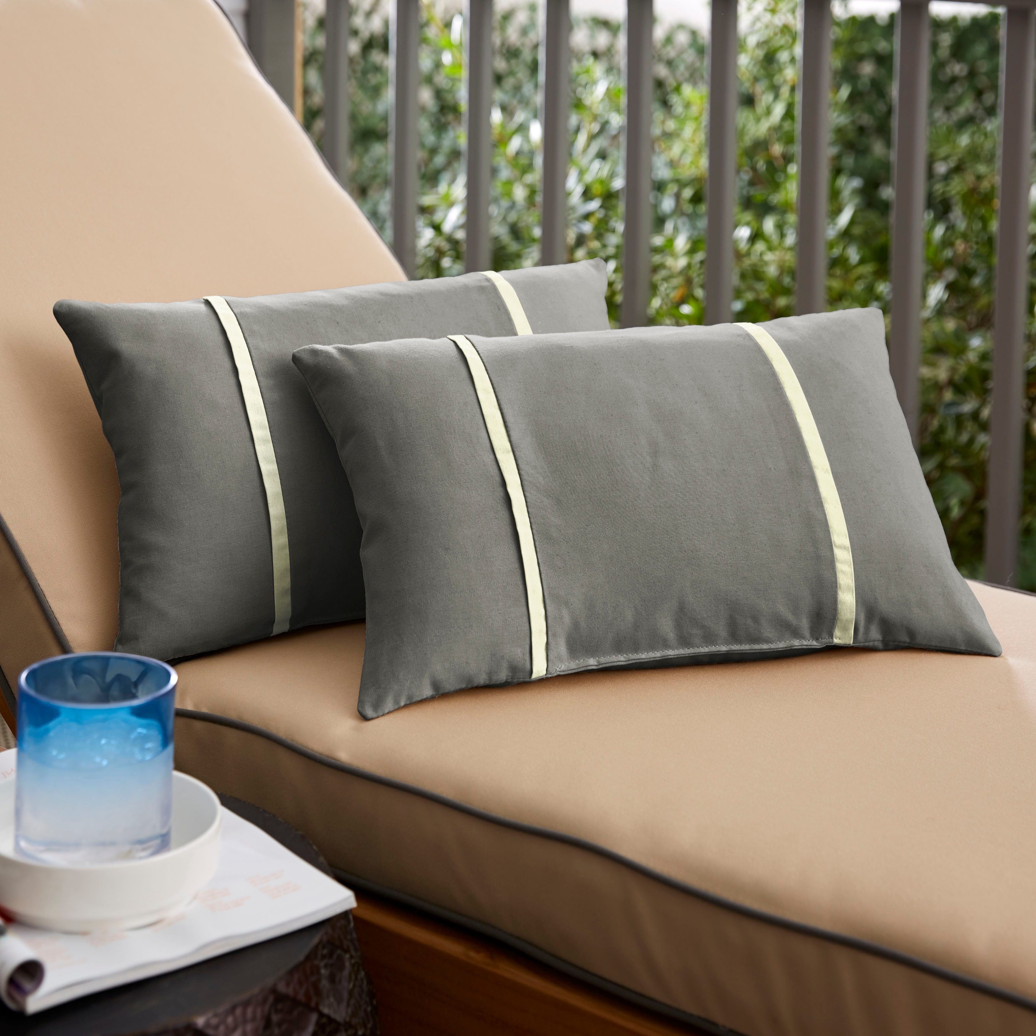Sorra Home Sunbrella Outdoor Double Petite Flange Pillow Set of 2