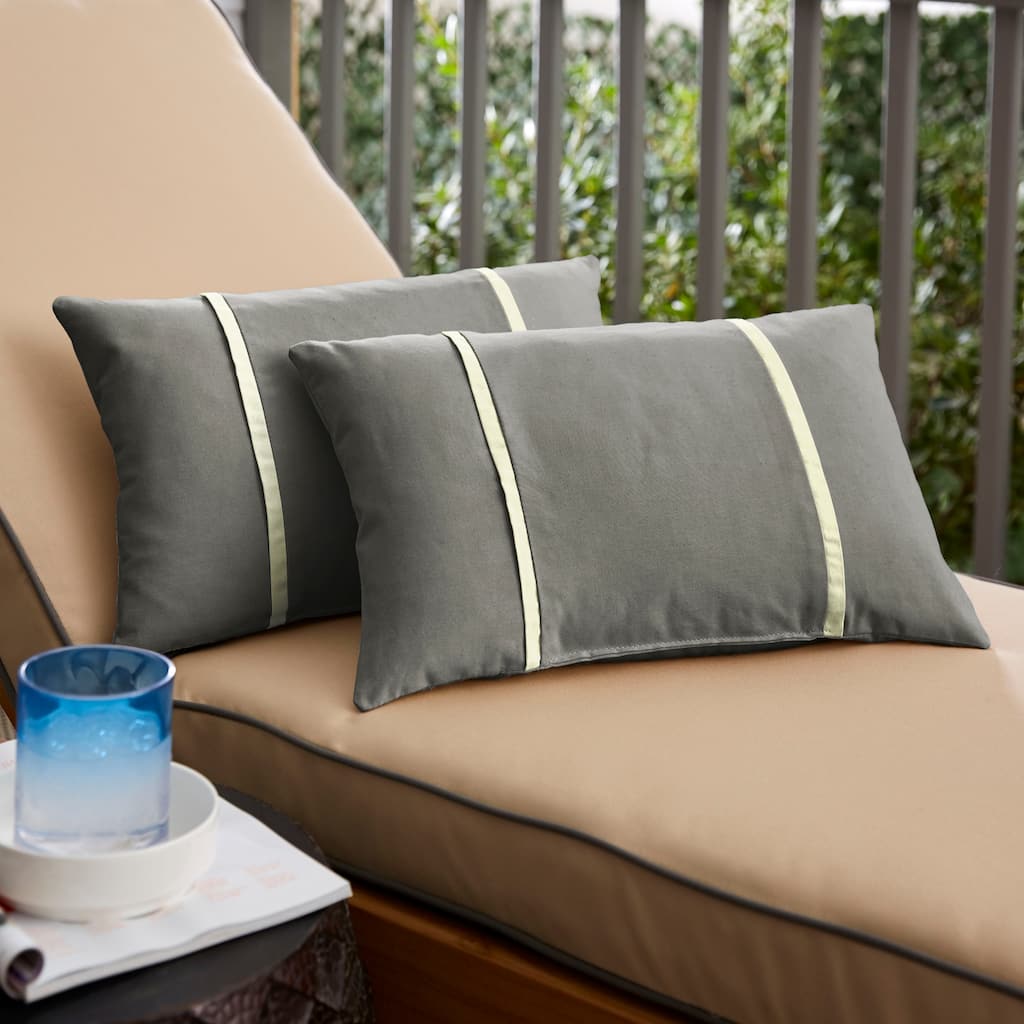 Sorra Home Sunbrella Outdoor Double Petite Flange Pillow Set of 2