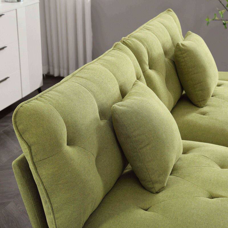 Modern upholstered loveseat couches with metal feet - N/A