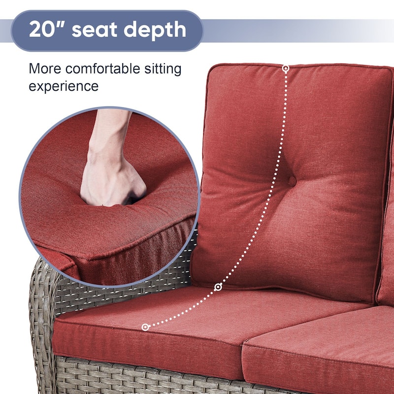 Gymojoy Outdoor Wicker Patio Furniture Sofa Chair Set Weather-Resistant