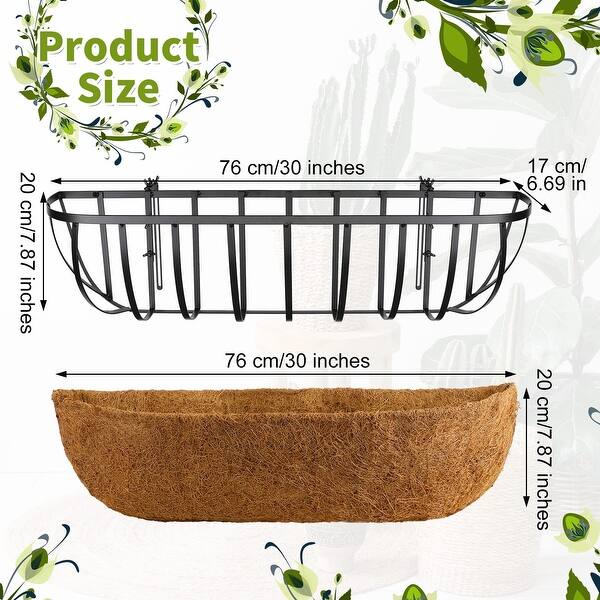 4 Pieces Window Baskets with Coconut Liner 30 Inch Window Deck Planters ...