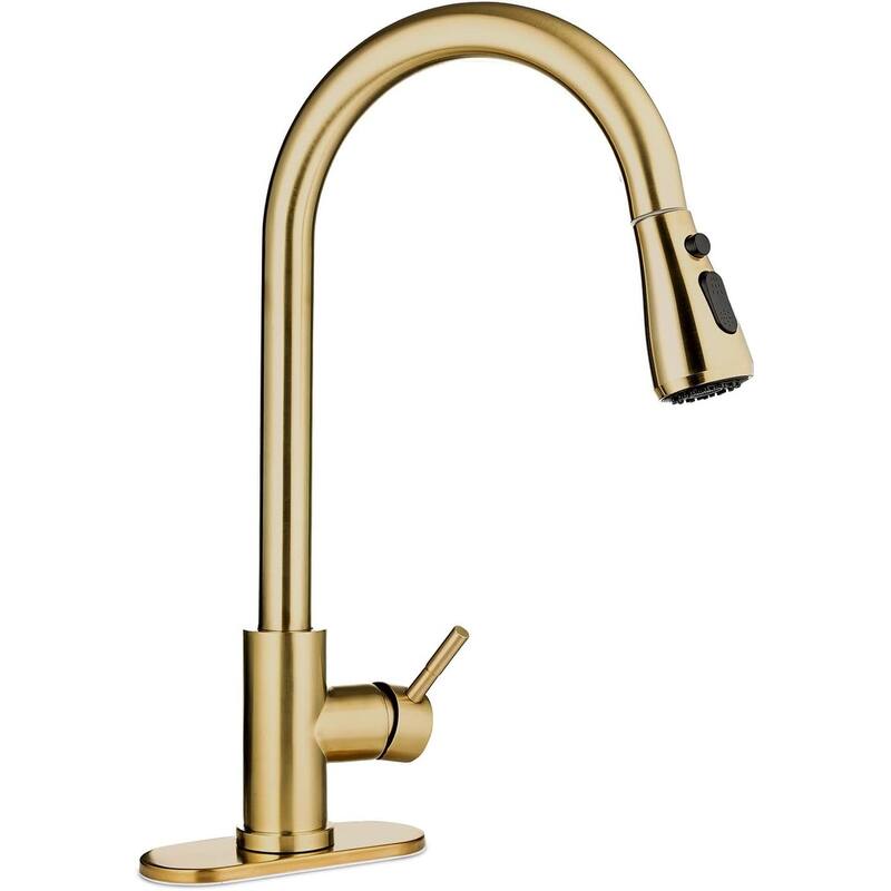 Mega Handles Pull Down Kitchen Faucet with Sprayer – Stainless Steel High Arc Design | 3-Way Spray Mode | Easy DIY Installation - Brass