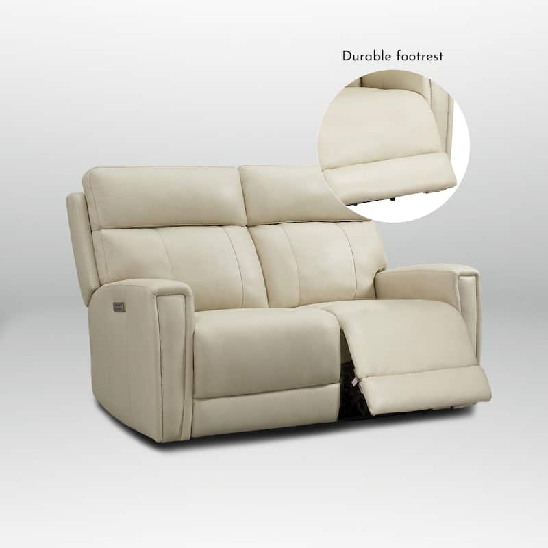 Genuine Leather Reclining Loveseat with Dual-Power Adjustable Headrest & Footrest, Zero Gravity, USB & USB-C Charging Ports