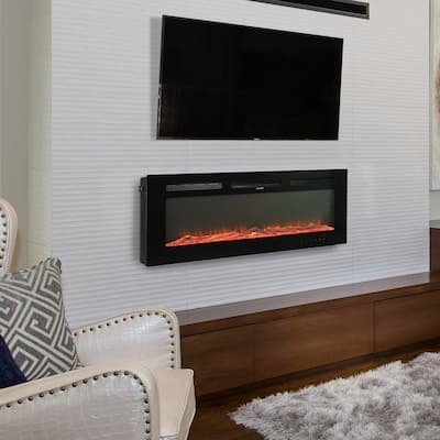 Clihome 42'' Recessed Wall-Mounted Electric Fireplace - 42 in.