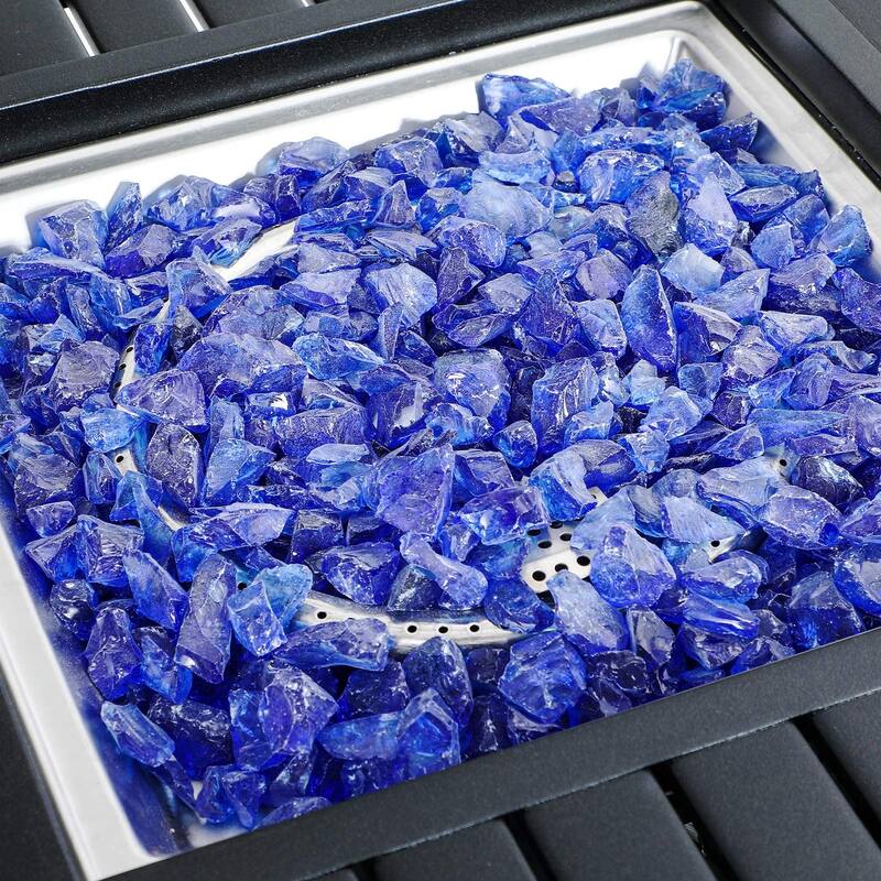Sophia & William Gas Fire Pit Table, 28 50,000BTU Progane Fire Pits Table with Blue Fire Glass and Lid, Black