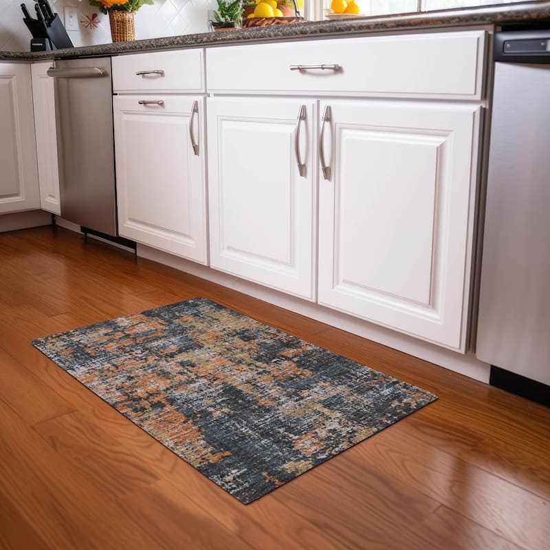 Machine Washable Indoor/ Outdoor Abstract Chantille Rug