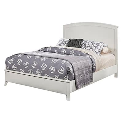 King Size Bed Mid Century Modern Panel Bed White Finish - Headboard, Footboard & Rails Included