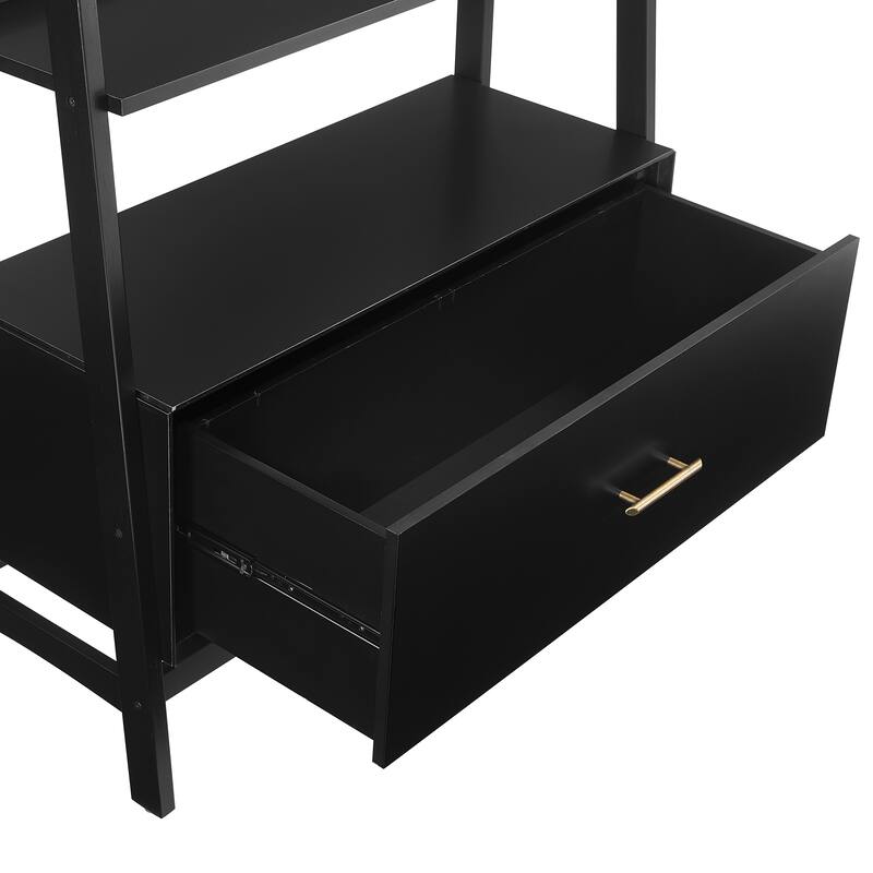 Crosley Landon Large Etagere Bookcase - Matte Black