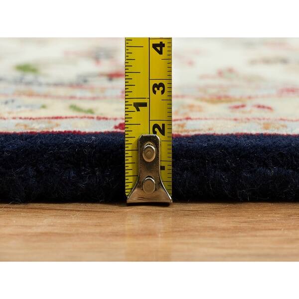 Shahbanu Rugs Yankees Blue, Hand Knotted, Nain with All Over Flower ...