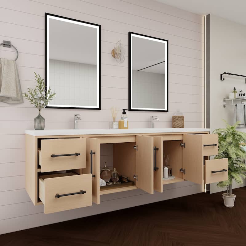 Victoria 72'' Wall-mounted Vanity with Double Reinforced Acrylic Sink - 71.5