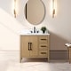 preview thumbnail 32 of 95, Vanity Art 36" Single Sink Bathroom Vanity Cabinet with Engineered Marble Countertop 36"/Matte Black Handle - Natural Oak
