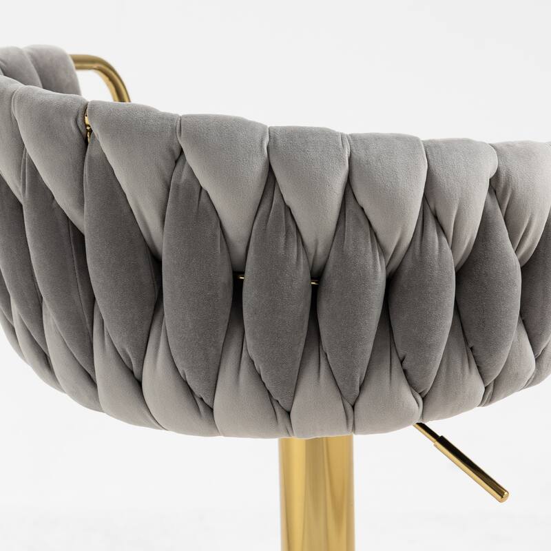 Set of 4 Adjustable Tufted Bar Stools with Backs