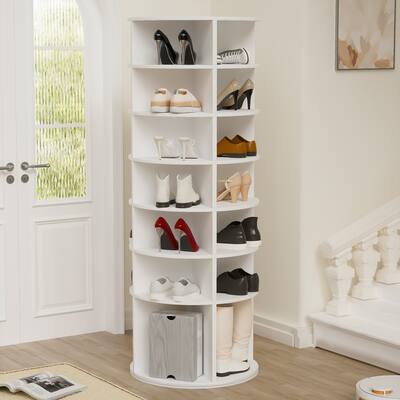 Rotating Shoe Rack Tower,7-Tier Shoe Rack,Free Standing 360°Revolving Shoe Organizer,High Bottom Design,Fits 28 Pairs of Shoes