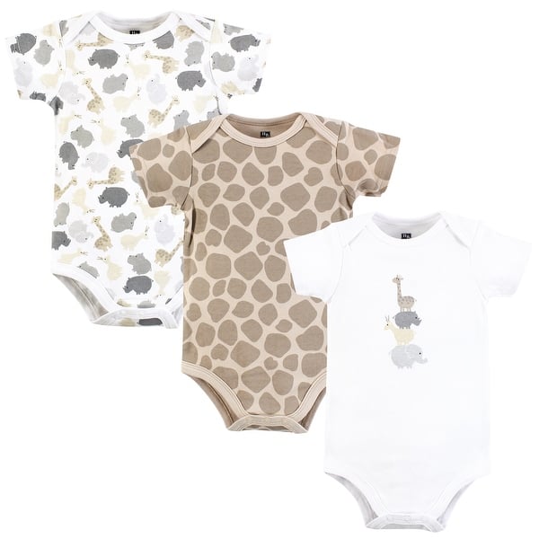 slide 1 of 1, Hudson Baby Infant Boy Cotton Bodysuits, Safari Friends 6-9 Months - Beige Safari Friends