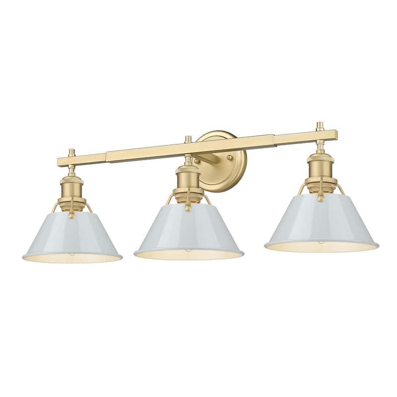 Orwell 3-Light Vanity Light in Brushed Champagne Bronze with Dusky Blue - Gold