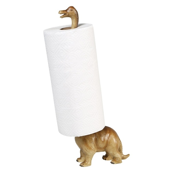 Paper Towel Holder - Brontosaurus Dinosaur - Countertop Free Standing - 17" High - Gray. Opens flyout.