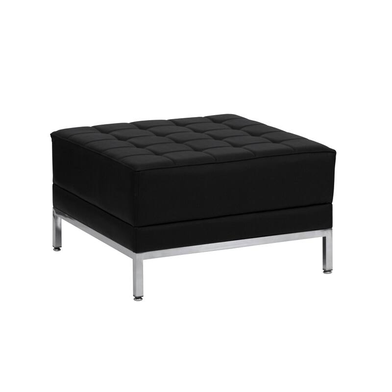 LeatherSoft Quilted Tufted Modular Ottoman with Stainless Steel Legs