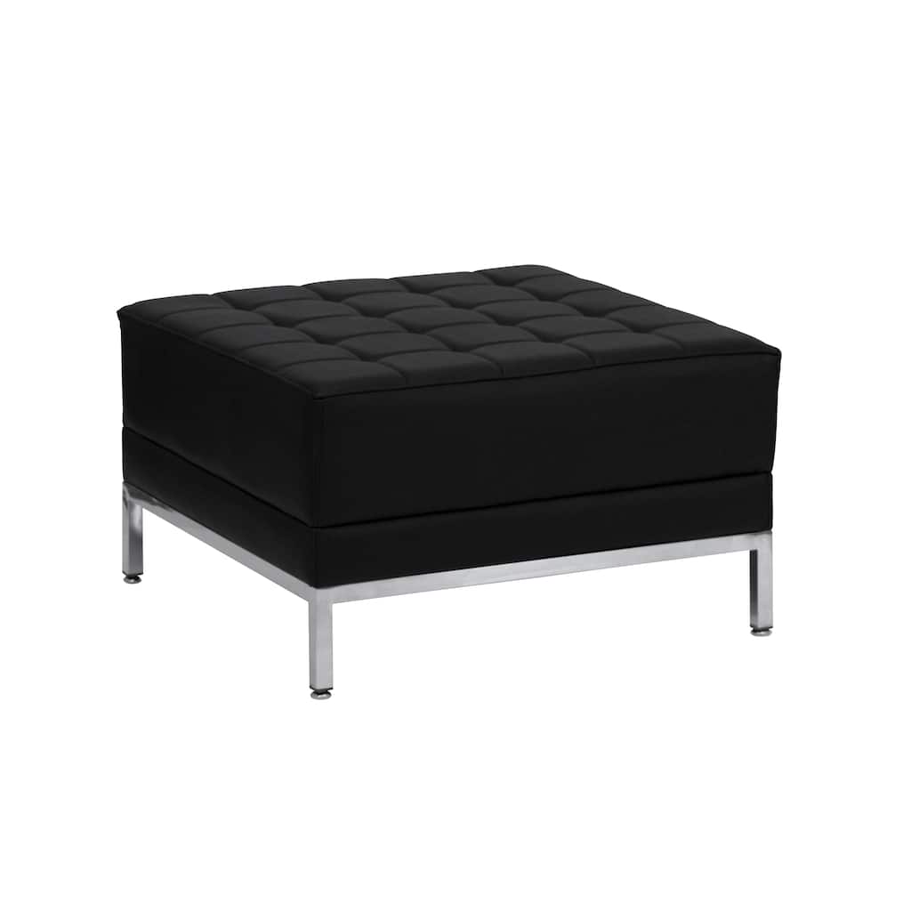 LeatherSoft Quilted Tufted Modular Ottoman with Stainless Steel Legs