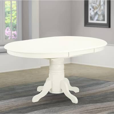 Round 36 Inch Solid Wood Dining Table with Antique Mahogany Finish and Pedestal Base for Small Dining Spaces