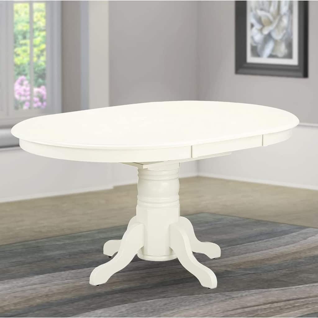 Round 36 Inch Solid Wood Dining Table with Antique Mahogany Finish and Pedestal Base for Small Dining Spaces