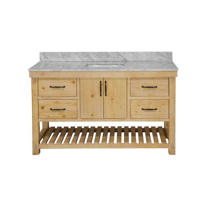 KitchenBathCollection Birmingham 60" Single Bathroom Vanity with Carrara Marble Top