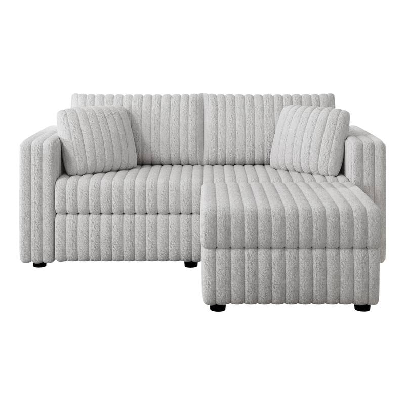 75.6" Soft Modular 2-person Light Gray Metal Sofa with Hydraulic Lift and Ottoman, High Comfort & Style
