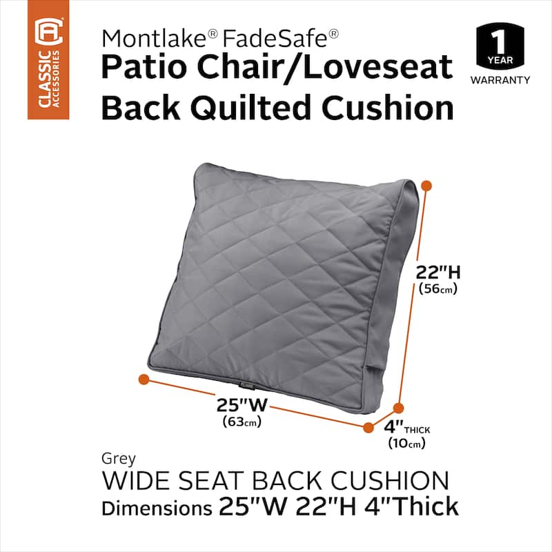 Classic Accessories Montlake FadeSafe Patio Chair/Loveseat Back Quilted Cushion