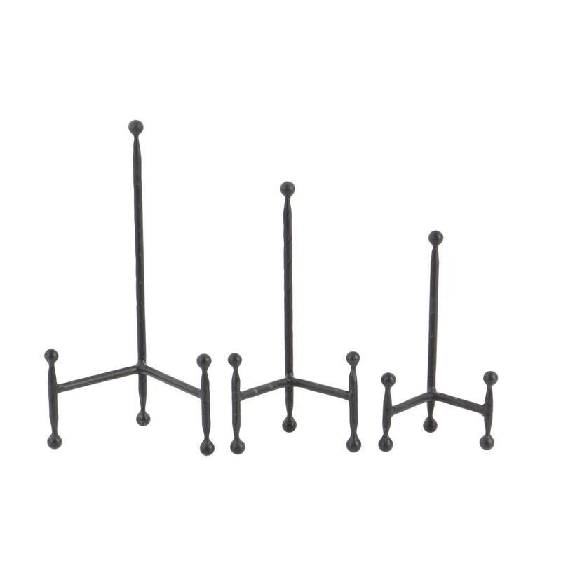 Metal Slim Display Easel with Ball Accents - Set of 3 Black or Gold - Roche River Decor