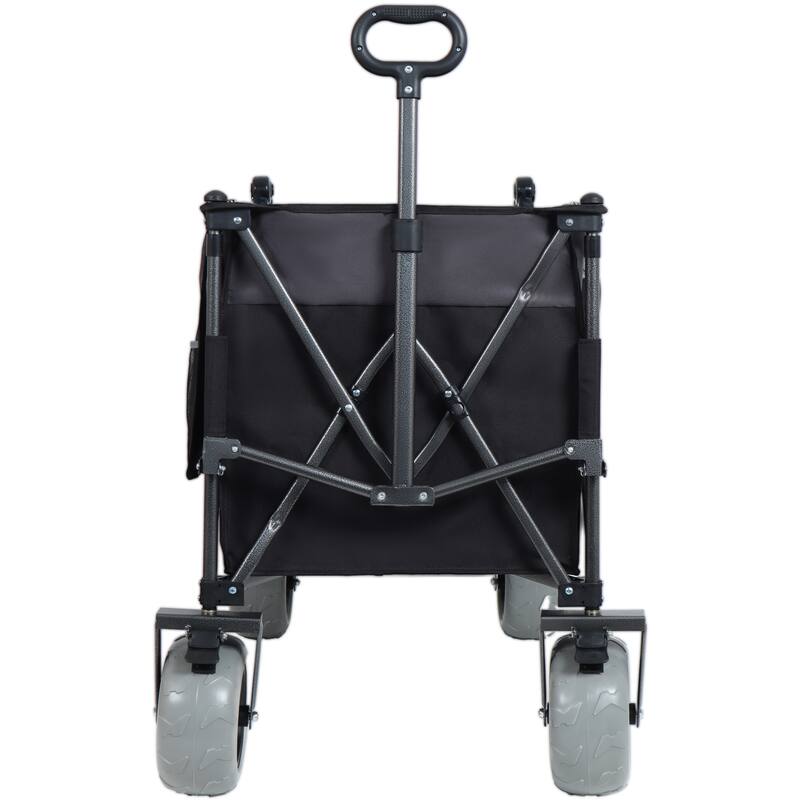 Push-Pull Folding Wagon w/ Rotating Handle, Beach Tires, 300L Capacity