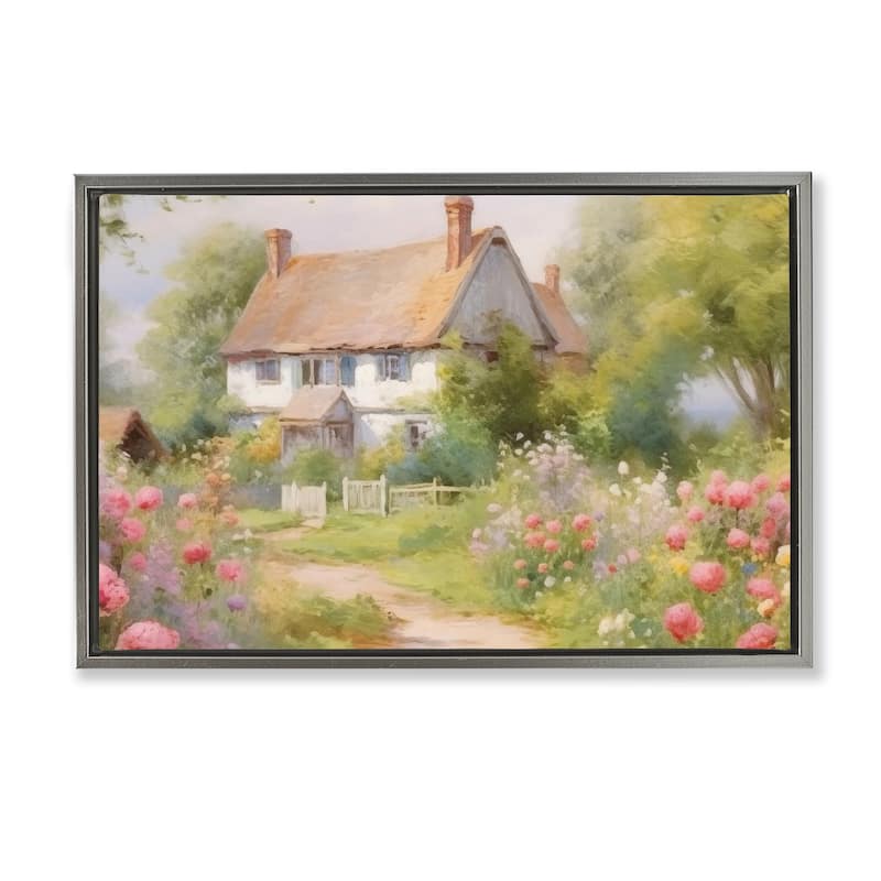 Stupell Nature Filled Cottage Garden Framed Floater Canvas Wall Art Design By Nini Art - 31 x 21 - Grey