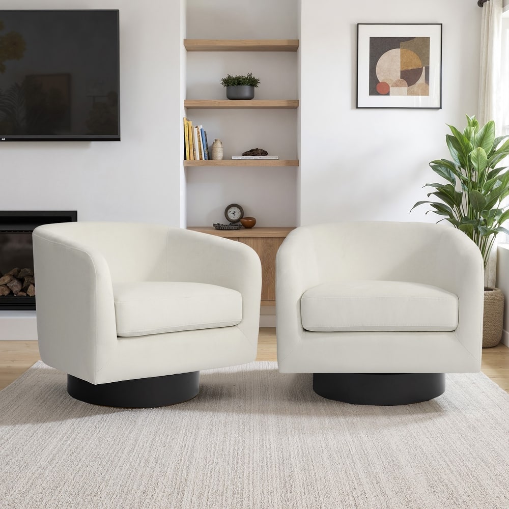Modern Barrel Swivel Accent Chairs For Living Room