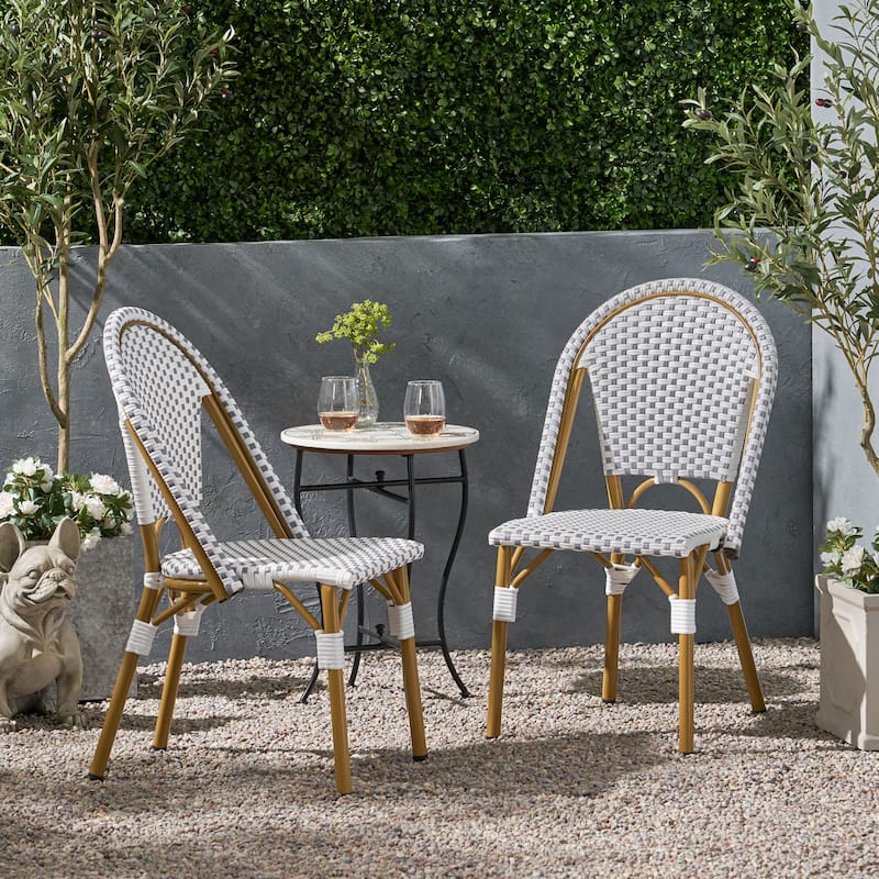 Elize Outdoor French Bistro Chairs (Set of 2) by Christopher Knight