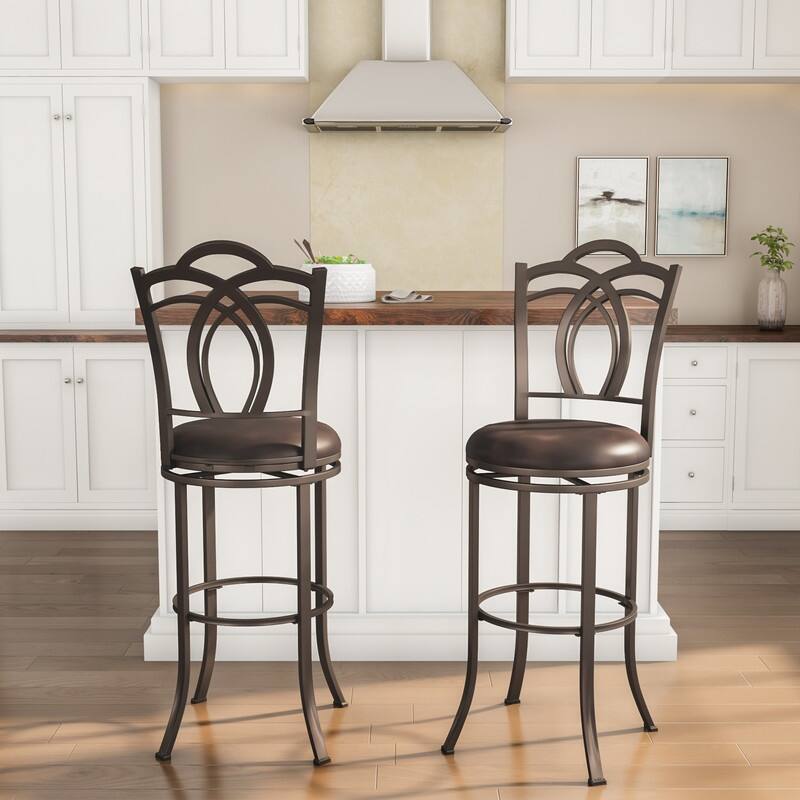 Khalifah Metal Swivel Bar Stool with Coffee Brown Seat