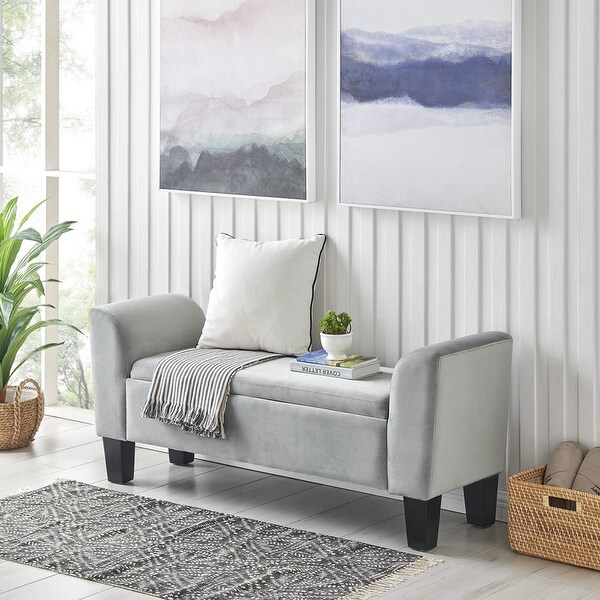 Velvet ottoman discount bench with storage