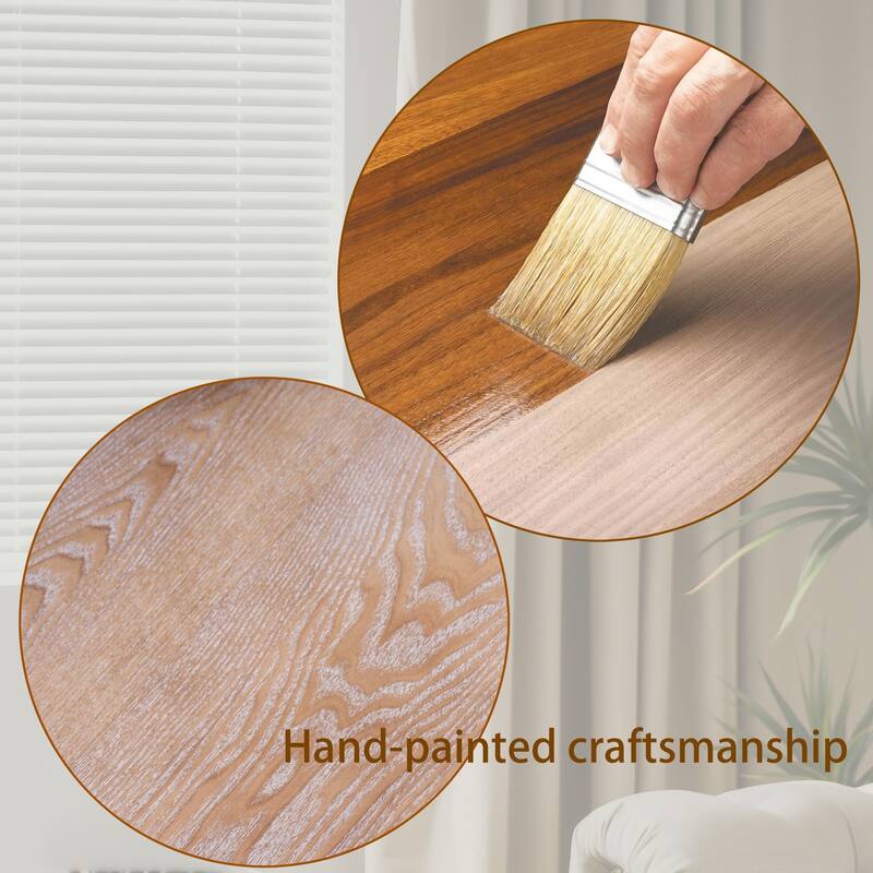 47.2" Rustic Carved Wood Coffee Table Side Table, Natural Sofa Table Accent Table End Table Cocktail Table