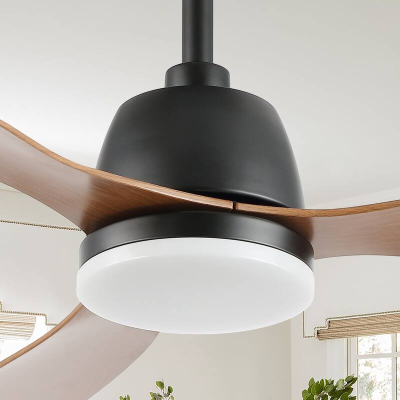 Aldrin 52" 1-Light Industrial Iron/Plastic Mobile-App/Remote-Controlled 6-Speed Propeller LED Ceiling Fan, by JONATHAN Y